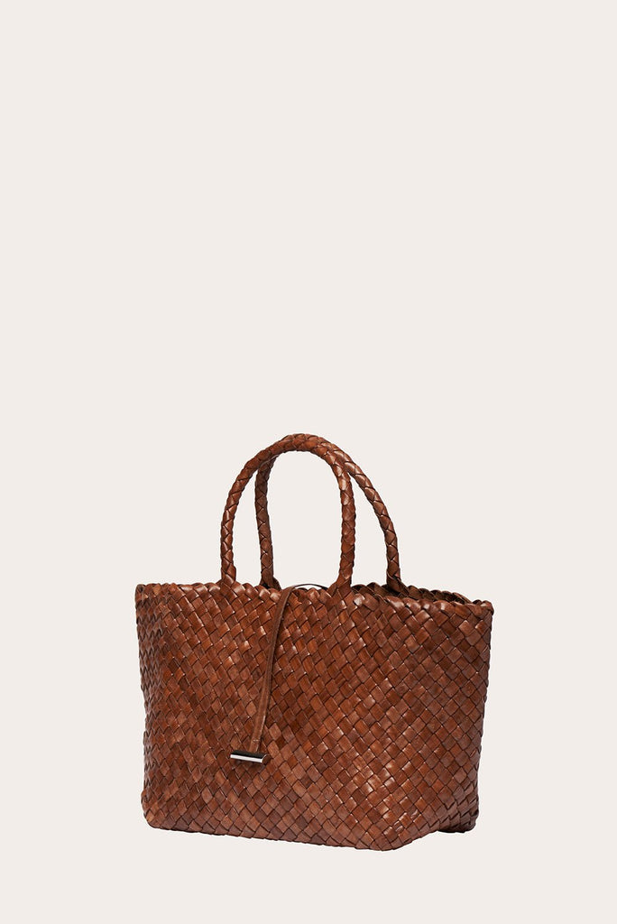 Midi Leather Basket Light Brown - Little Liffner